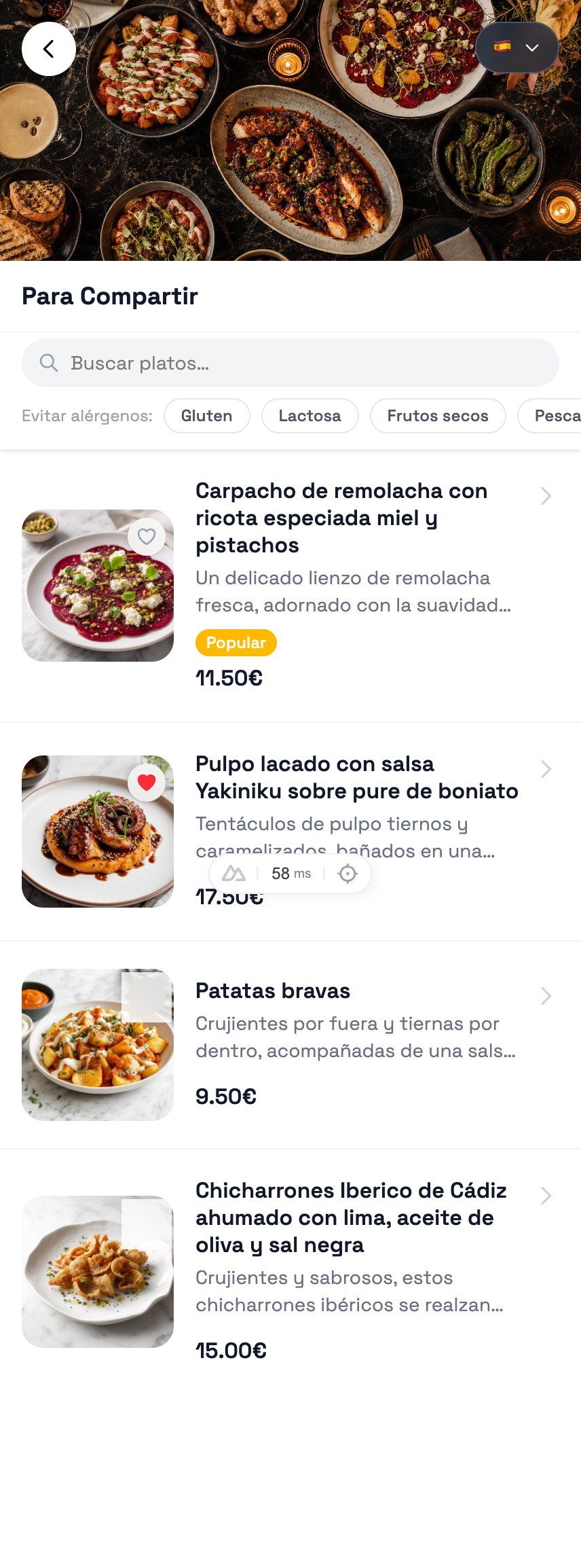 Lista de platos